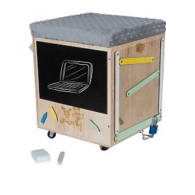 Holzhocker Montessori Aktivität - natur / grau