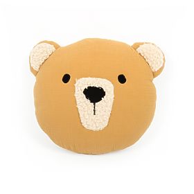 Musselin-Kissen Ourbaby Ø 35 cm Bär - senfgelb, Ourbaby®