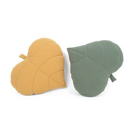 Musselin-Kissen Ourbaby 38x35 cm Blatt - Senfgelb, Ourbaby®