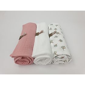 Musselinwindeln 3 Stück - rosa, TOLO