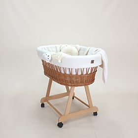 Natürlicher Weidenkorb Teddy Babybett - Ausstattung in Ecru