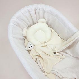 Natürlicher Weidenkorb Teddy Babybett - Ausstattung in Ecru