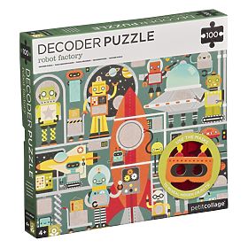 Petit Collage Puzzle Roboter 100 Teile mit 3D-Brille, Petit Collage