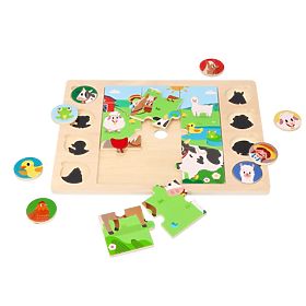 Puzzle 2-in-1 Bauernhof - Schatten finden Puzzle