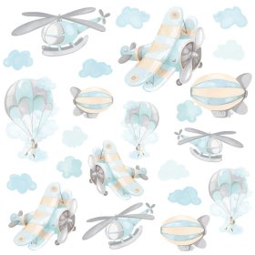 Wandaufkleber - Flugzeuge und Luftballons