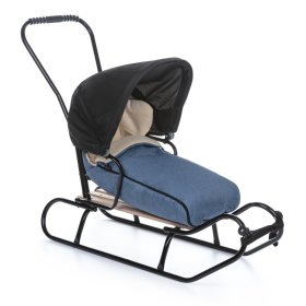 Kinderschlitten mit Rückenlehne und Fleecejacke - Jeans / Melange, Guciopremium