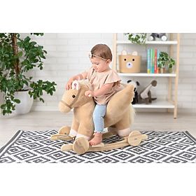 Schaukelndes Pegasus Beige mit Sessel und Rädern, AdamToys