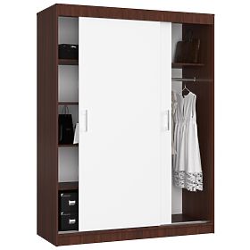 SCHIEBETÜR-SCHRANK 150 cm CLP MONO WENGE/WEISS