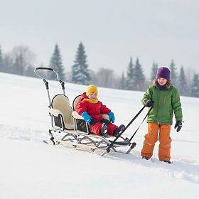 Schlitten für Zwillinge Duo Sport - schwarze Sitzfarbe, Mikrus