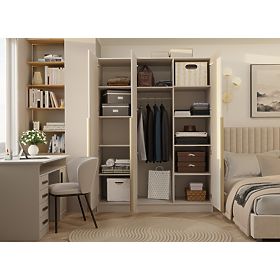 SCHRANK SENSO 3D 150 CM 3 TÜREN GOLDENE GRIFFE FÜR WOHNZIMMER SCHLAFZIMMER KASCHMIR BEIGE