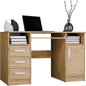 SCHREIBTISCH DELTA EICHE ARTISAN 120 cm 3 Schubladen Schrank Regal Für Büro Zimmer Für Laptop