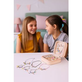 Set zur Herstellung von Armbändern, Halsketten, Anhängern, Perlen 66 Elemente + Organizer und Tasche