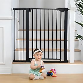 Sicherheitsbarriere 74-105 cm für Treppen und Türen, Stahl, Zusatzpaneele, schwarz ECOTOYS