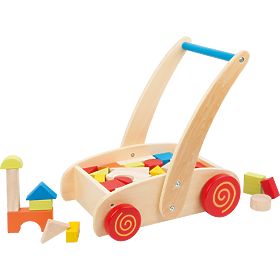small foot Holzlauflernwagen mit Bauklötzen im Wagen