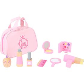 small foot Kinder Kosmetiktasche rosa mit Holzzubehör