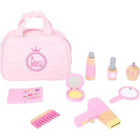 small foot Kinder Kosmetiktasche rosa mit Holzzubehör