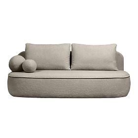 Sofa mit Schlaffunktion und Stauraum Bella braungrau, Bouclé