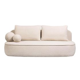 Sofa mit Schlaffunktion und Stauraum Bella hellbeige, Bouclé
