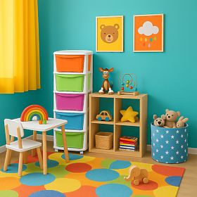 Spielzeugcontainer mit 5 Schubladen auf Rollen