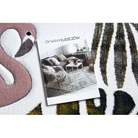 Teppich GARTEN, FLAMINGOS, MONSTERA BLÄTTER, cremefarben, F.H.Kabis