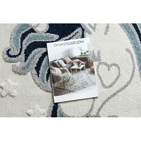 Teppich YOYO GD49 weiß / grau - Einhorn für Kinder, strukturell, sensorische Fransen, F.H.Kabis