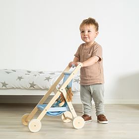 Tidlo Holz-Puppenbuggy blau
