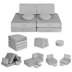 Großes modulares faltbares Kindersofa DIY 8 weiche Kissen - grau ECOTOYS