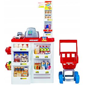 Großer Supermarktstand für Kinder mit Kasse, Waage und Scanner