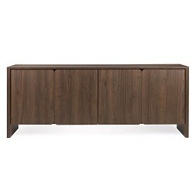 Vier-türige Kommode Moku Walnuss Villa, abgerundete Frontflächen
