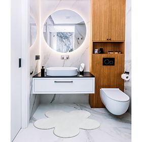 Waschbarer Teppich SHAPE 3106 Blume Shaggy - Elfenbein Plüsch, rutschfest, F.H.Kabis